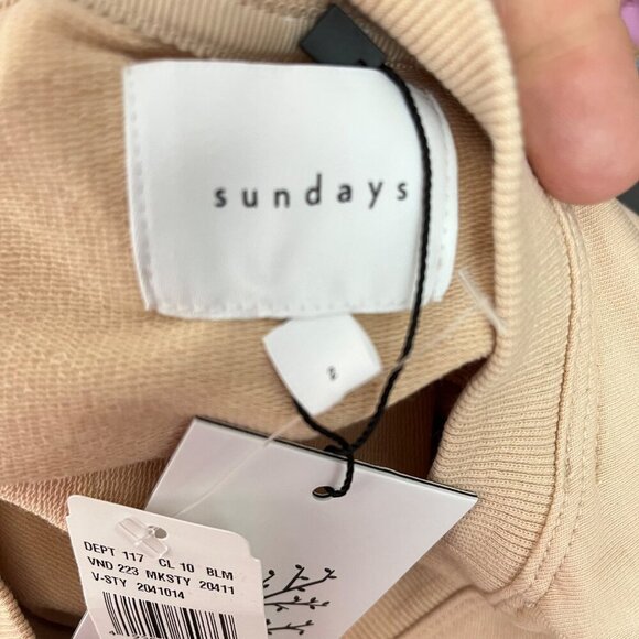 Sundays “Jane” Fringe Trimmed Sweatshirt In Ivory Smoke Size Med - Picture 5 of 10